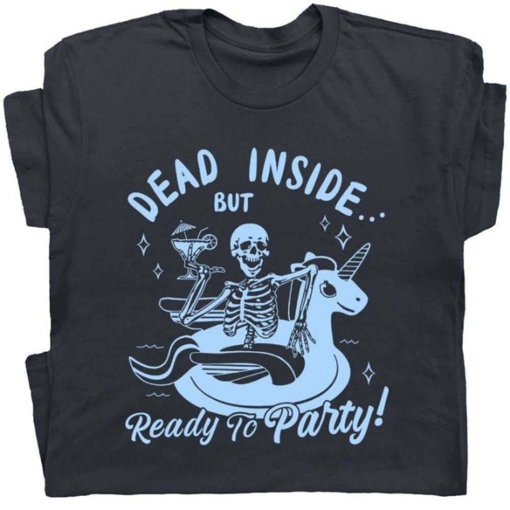 Skeleton Drinking T Shirt Fun Party shirt